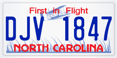 NC license plate DJV1847