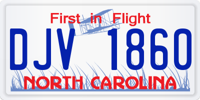 NC license plate DJV1860