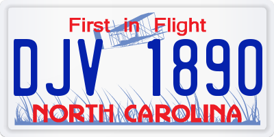 NC license plate DJV1890