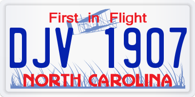 NC license plate DJV1907