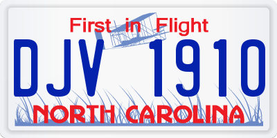 NC license plate DJV1910