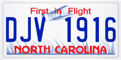 NC license plate DJV1916