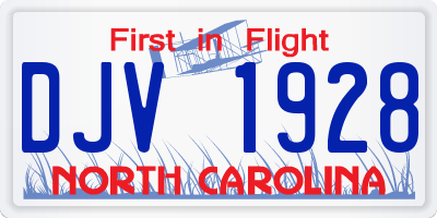 NC license plate DJV1928