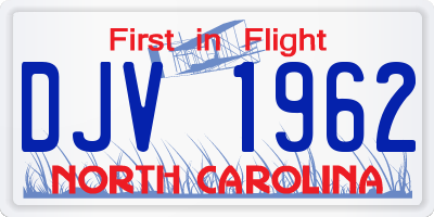 NC license plate DJV1962