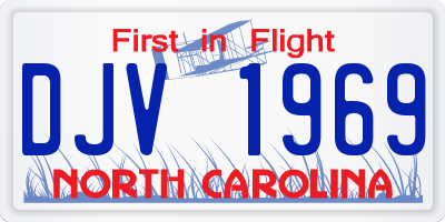NC license plate DJV1969