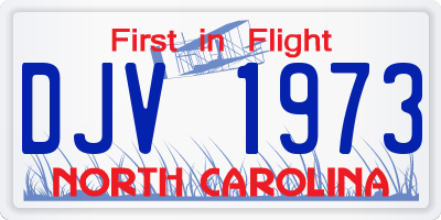 NC license plate DJV1973