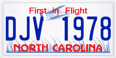 NC license plate DJV1978