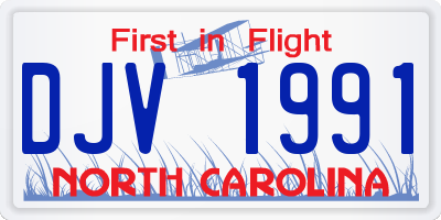NC license plate DJV1991