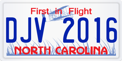 NC license plate DJV2016