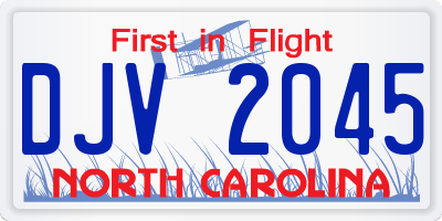 NC license plate DJV2045