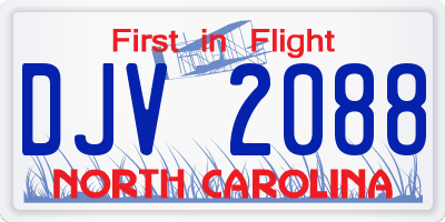 NC license plate DJV2088