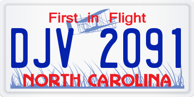 NC license plate DJV2091