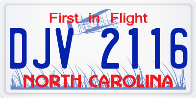 NC license plate DJV2116