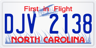 NC license plate DJV2138
