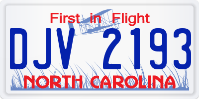 NC license plate DJV2193