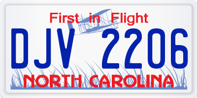 NC license plate DJV2206