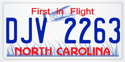 NC license plate DJV2263