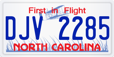 NC license plate DJV2285