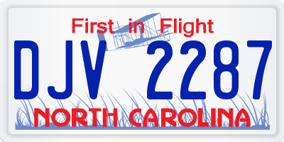 NC license plate DJV2287