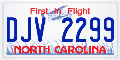 NC license plate DJV2299