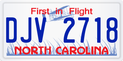 NC license plate DJV2718