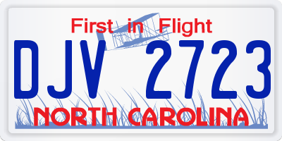 NC license plate DJV2723