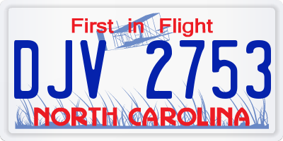 NC license plate DJV2753