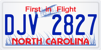 NC license plate DJV2827