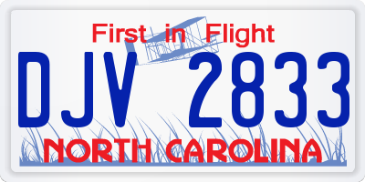 NC license plate DJV2833