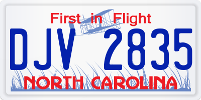 NC license plate DJV2835