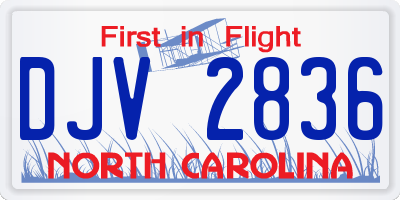 NC license plate DJV2836