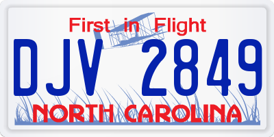 NC license plate DJV2849