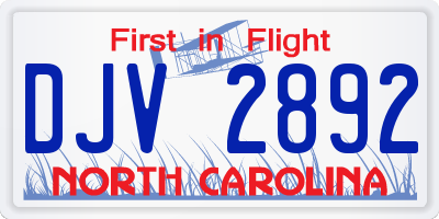 NC license plate DJV2892