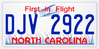 NC license plate DJV2922