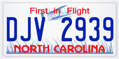 NC license plate DJV2939