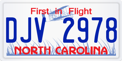 NC license plate DJV2978