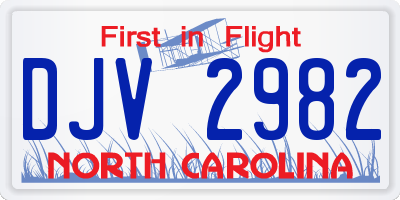 NC license plate DJV2982