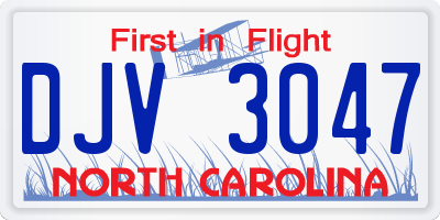 NC license plate DJV3047