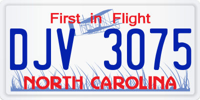 NC license plate DJV3075