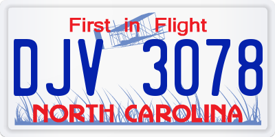 NC license plate DJV3078