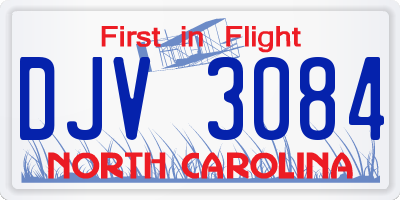 NC license plate DJV3084