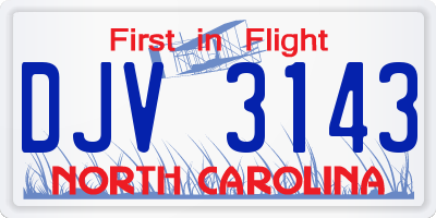 NC license plate DJV3143