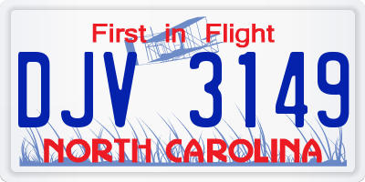 NC license plate DJV3149