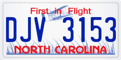 NC license plate DJV3153