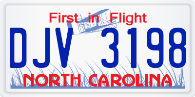 NC license plate DJV3198