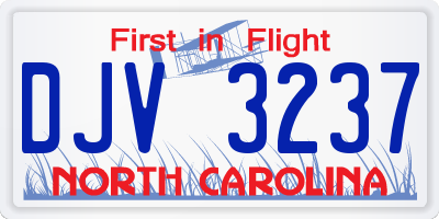 NC license plate DJV3237