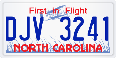 NC license plate DJV3241