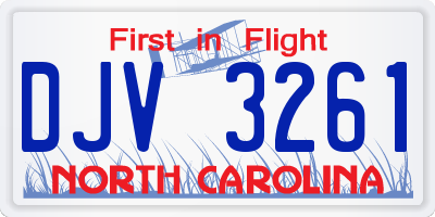 NC license plate DJV3261