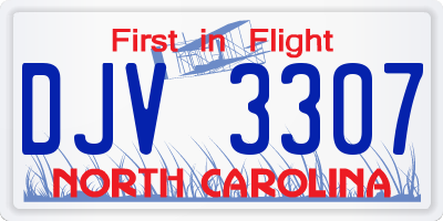 NC license plate DJV3307