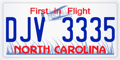 NC license plate DJV3335